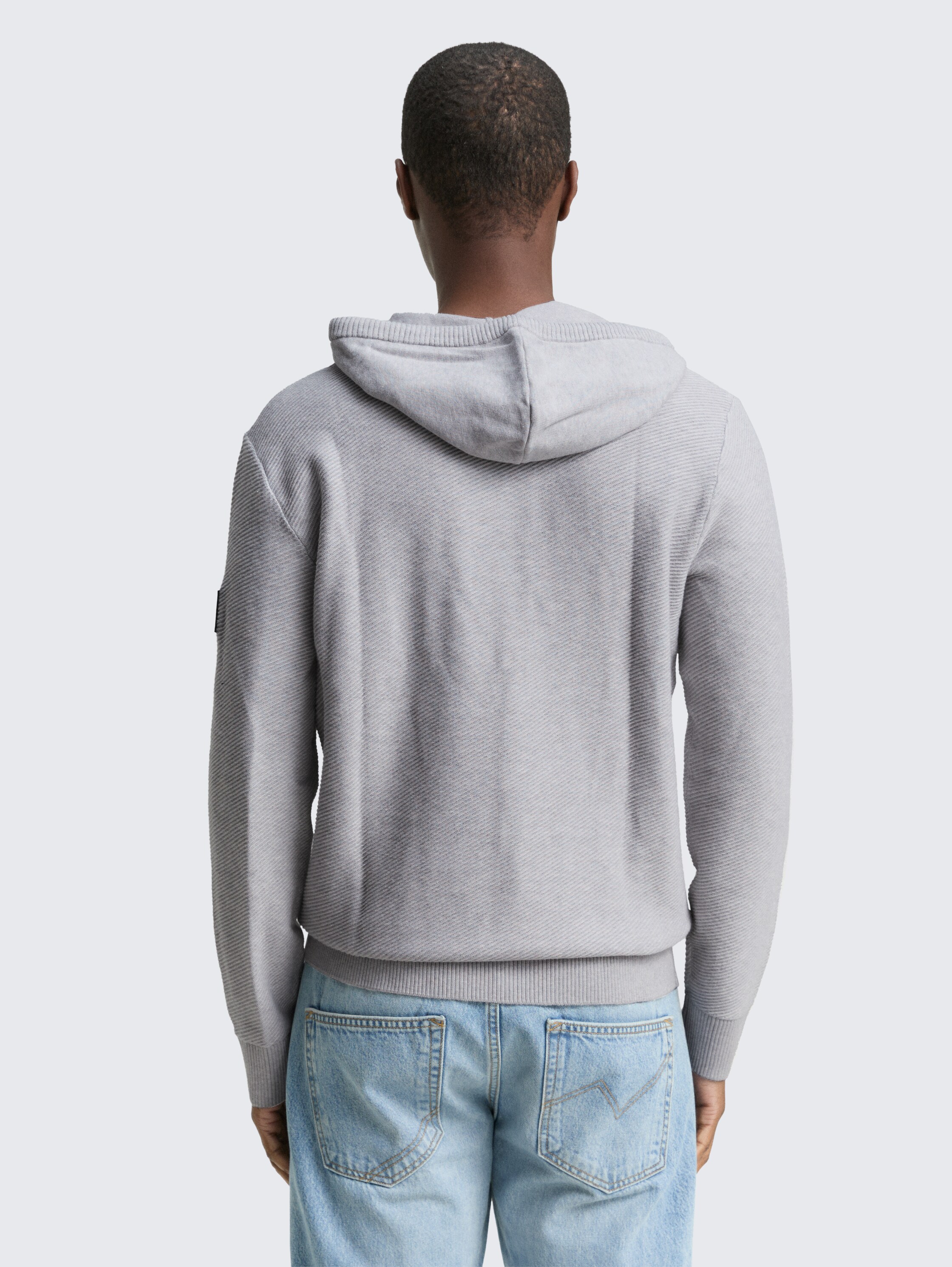 Gebreide trui met capuchon - light_stone_grey_melange - 