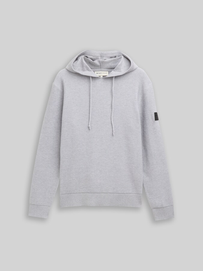 Strickpullover mit Kapuze von Denim Male, Light Stone Grey Melange