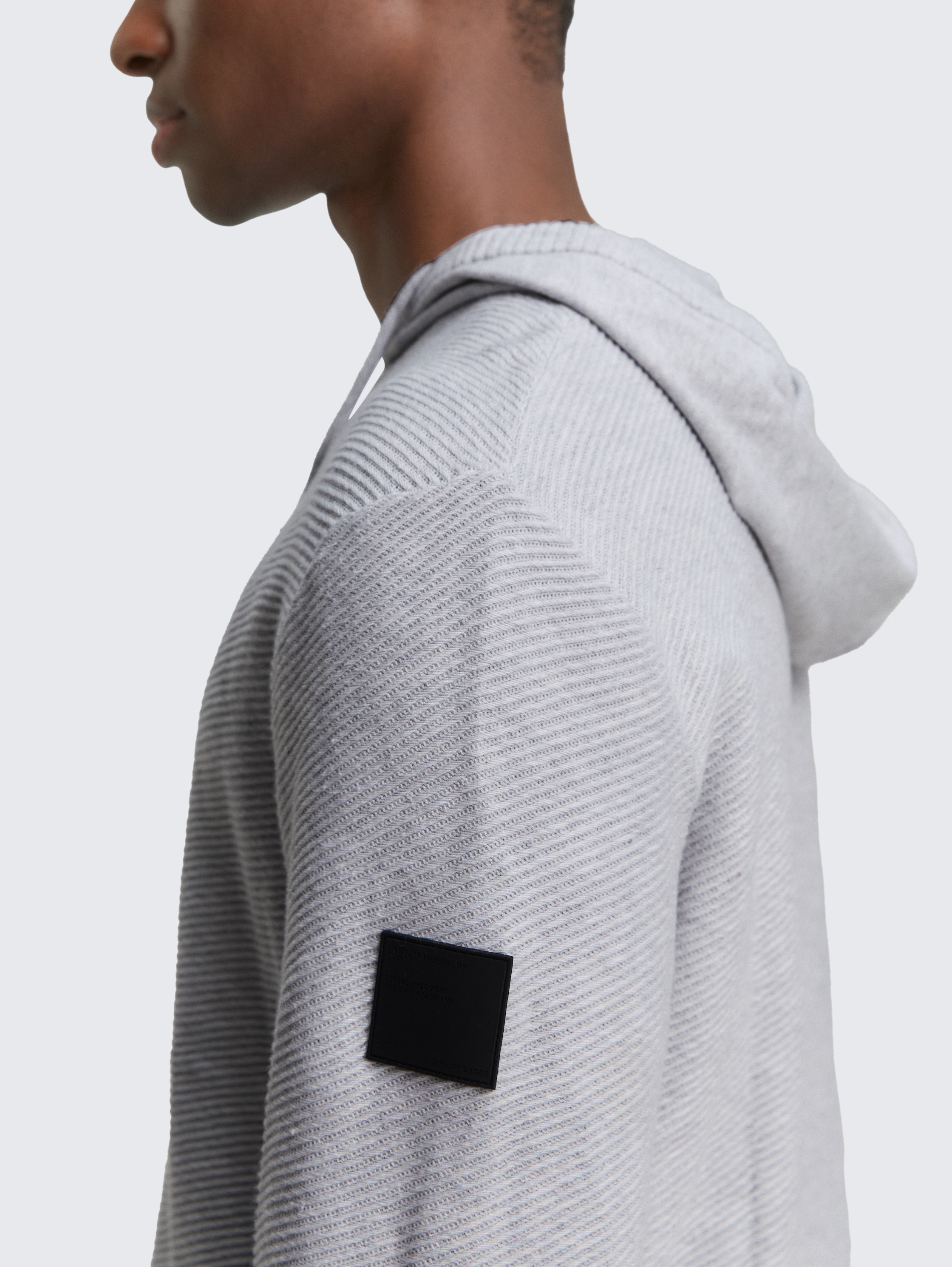 Gebreide trui met capuchon - light_stone_grey_melange - 