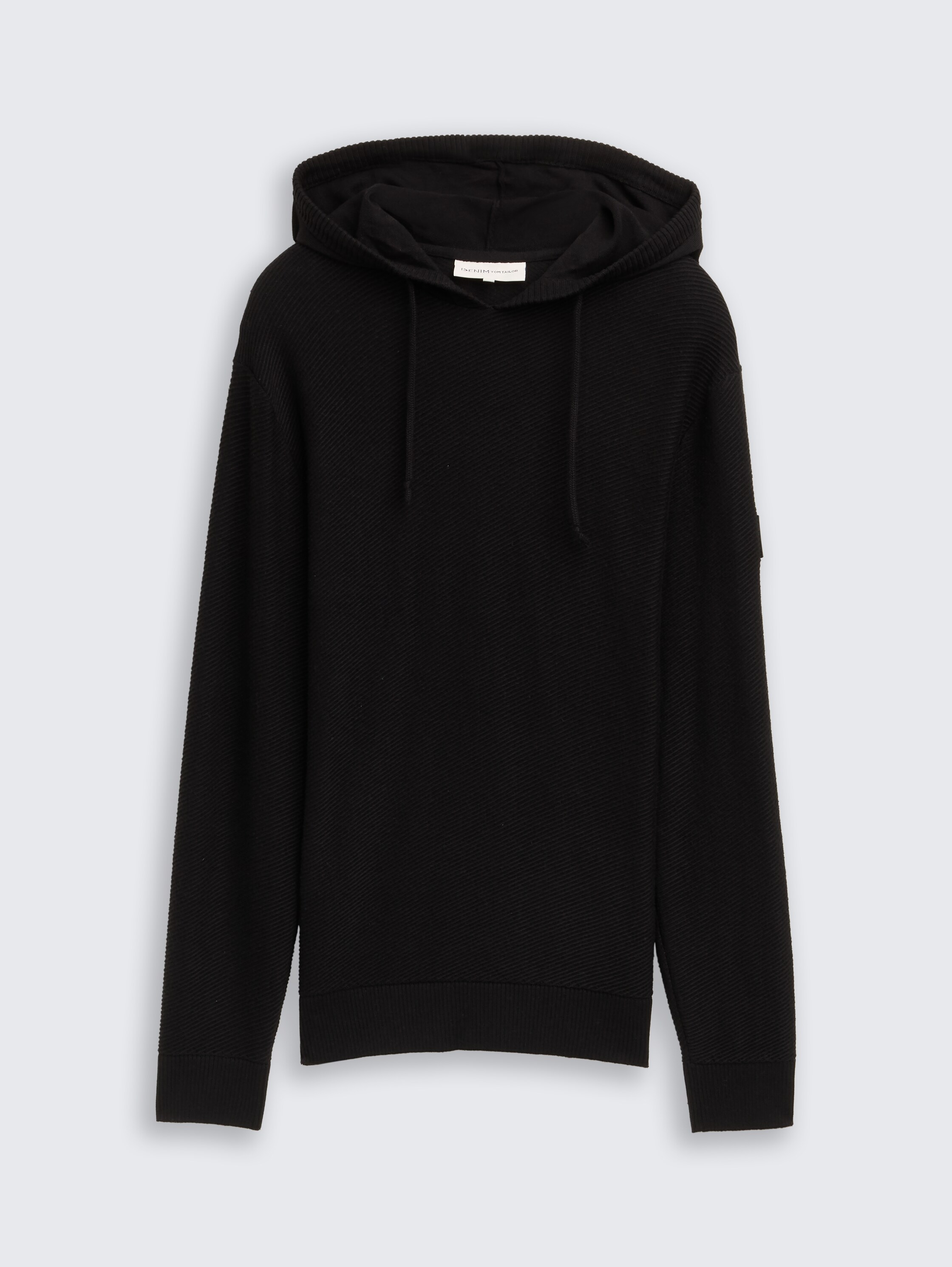 Knitted jumper with hood - black - 