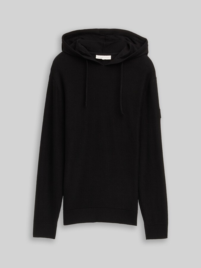 Strickpullover mit Kapuze von Denim Male, Black