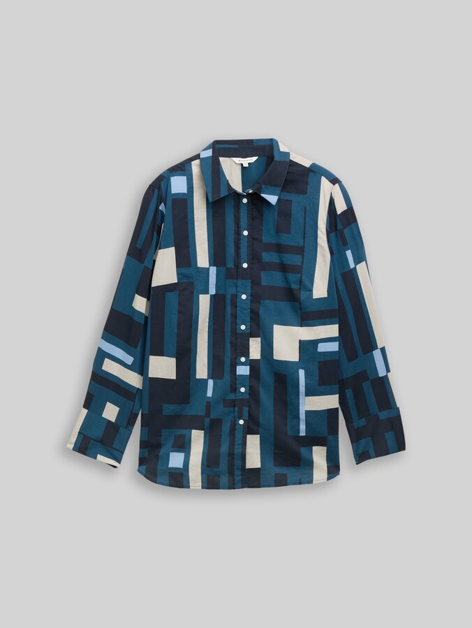 Plus Size - Hemdbluse mit Muster von Women Plus Size, teal geometric design