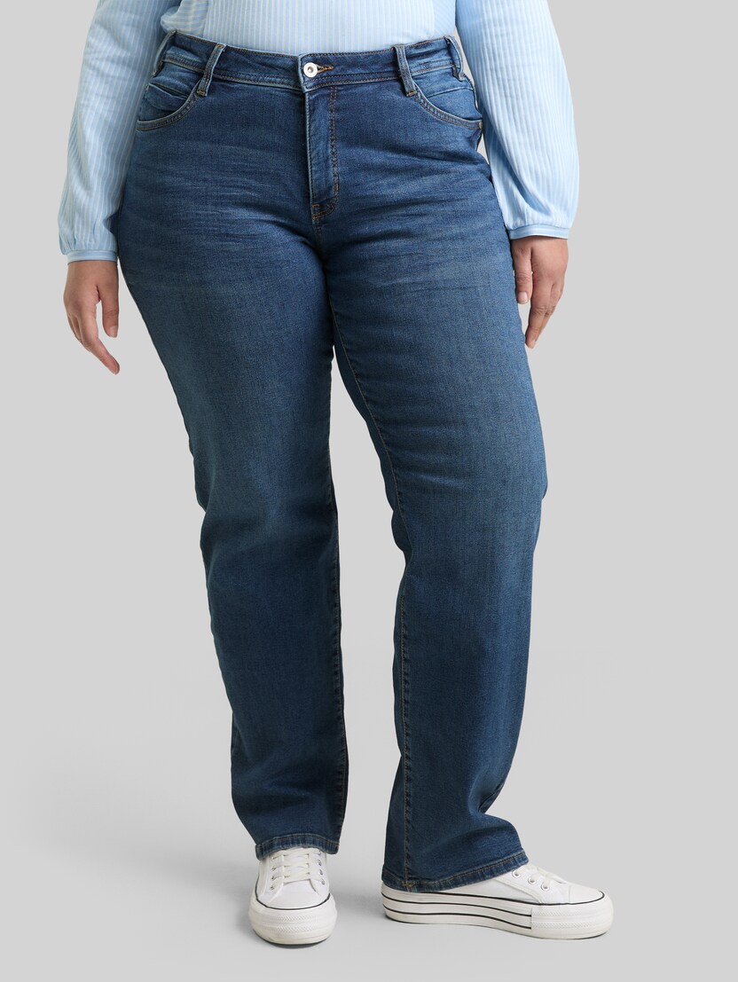 Plus Size - Straight Jeans von Women Plus Size, Clean Mid Stone Blue Denim