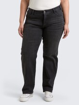 Plus Size - Straight Jeans - faded black - Ausschnitt Model-Vorderansicht