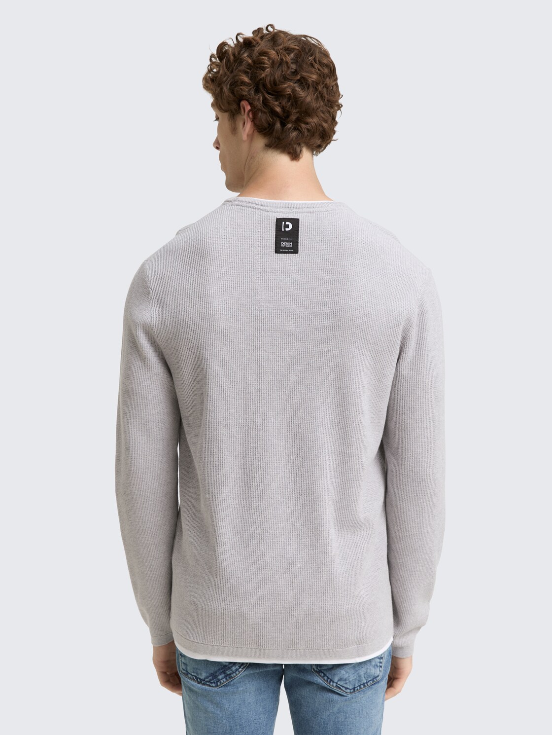 2-in-1 Strickpullover aus Baumwolle - Light Stone Grey Melange