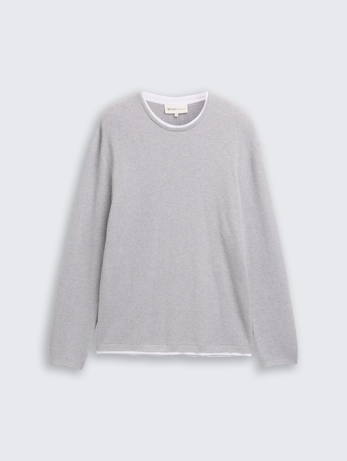 2-in-1 Strickpullover aus Baumwolle - Light Stone Grey Melange