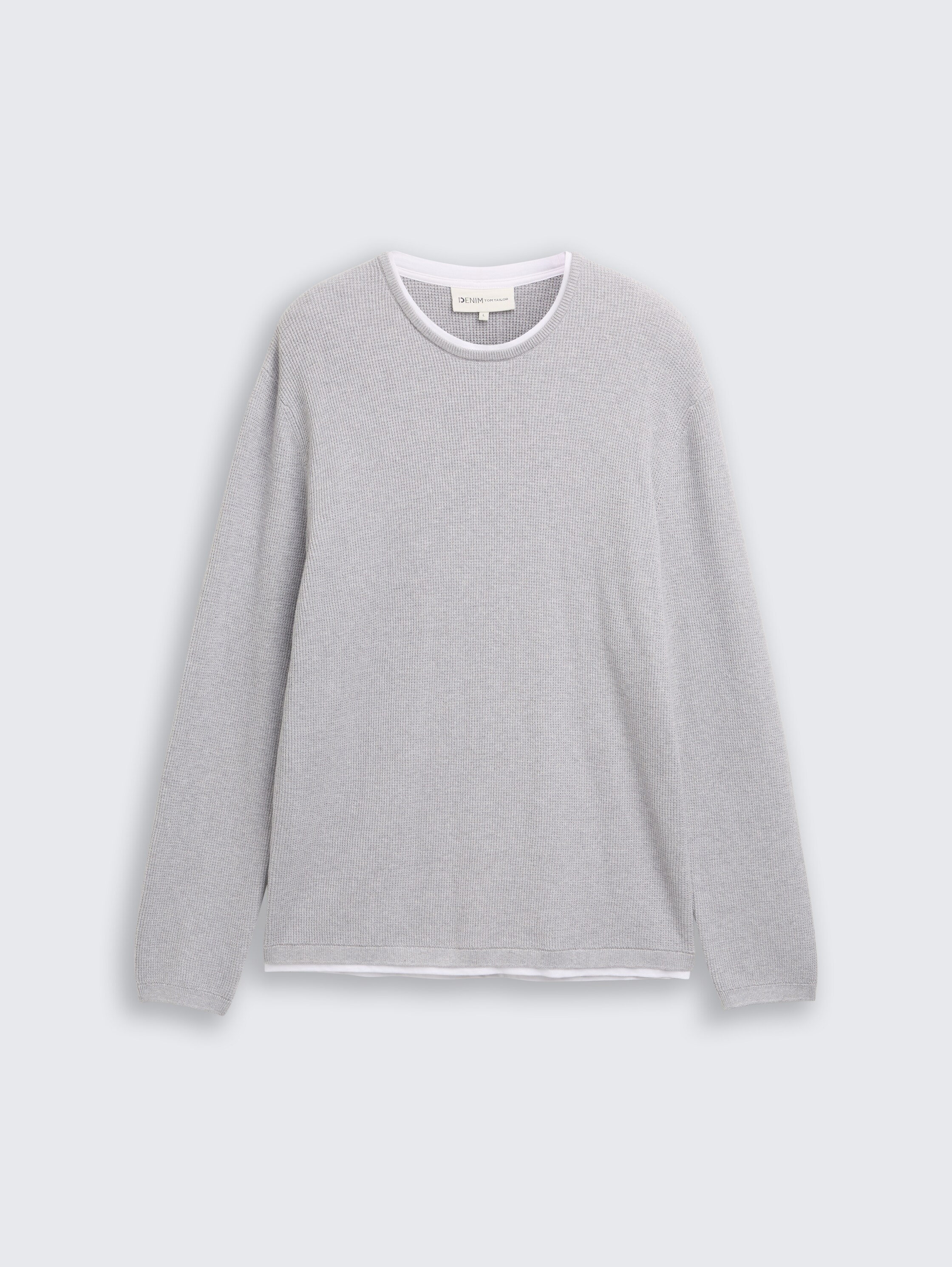 2-in-1 knitted jumper made of cotton - light_stone_grey_melange - 