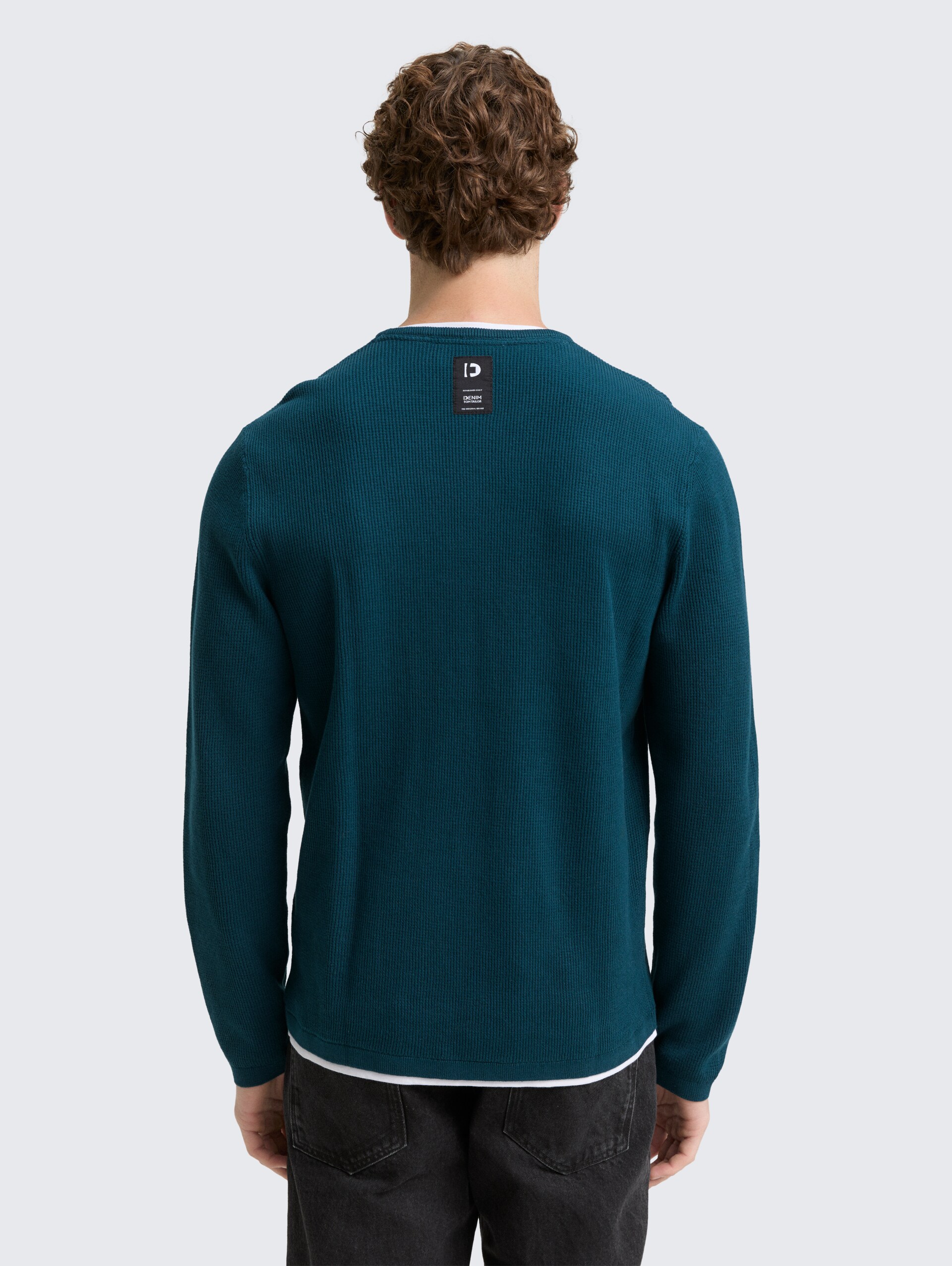 2-in-1 Strickpullover aus Baumwolle - deep pond green
