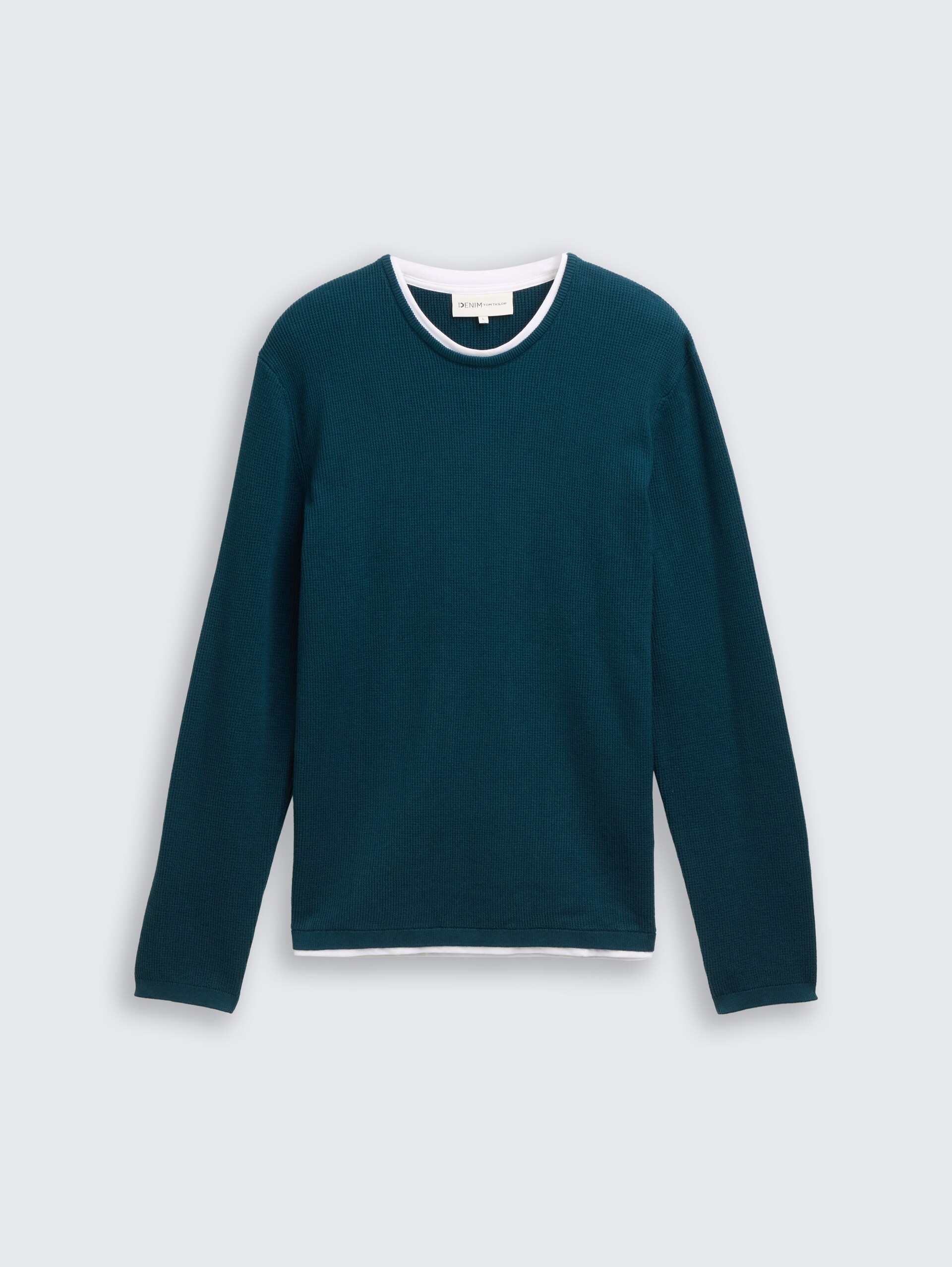 2-in-1 Strickpullover aus Baumwolle - deep pond green