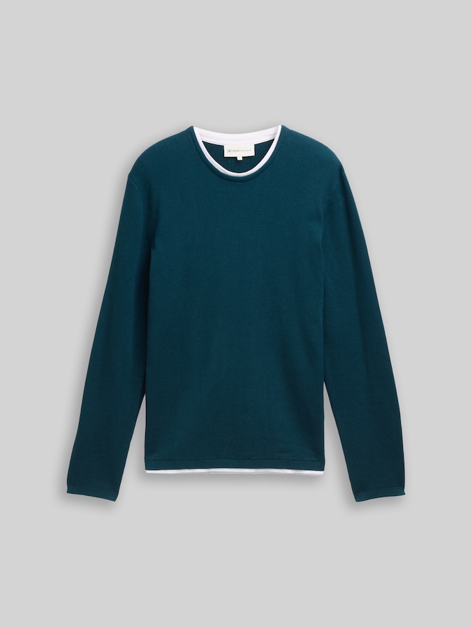 Pull-over en coton 2 en 1 par Denim Male, deep pond green