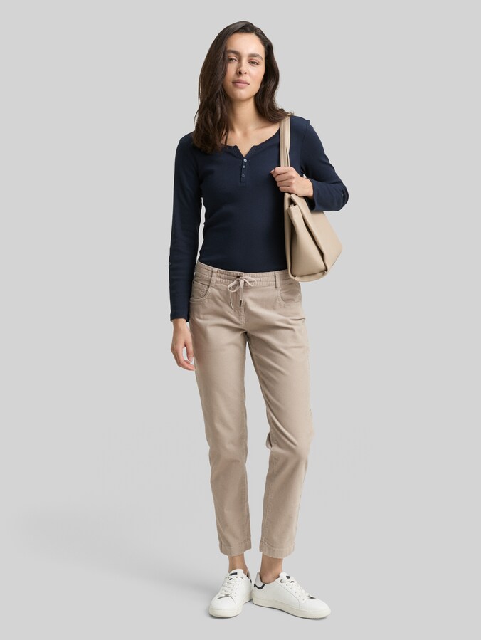Tapered Relaxed Cordhose von Women, soft taupe grey