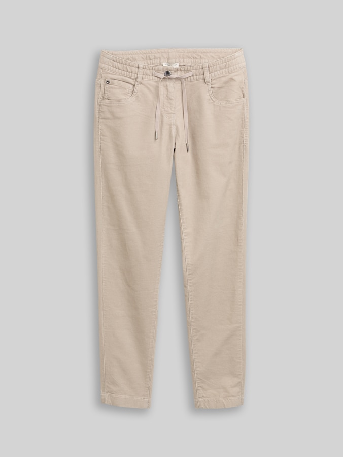 Tapered relaxed corduroy broek door Women, soft taupe grey