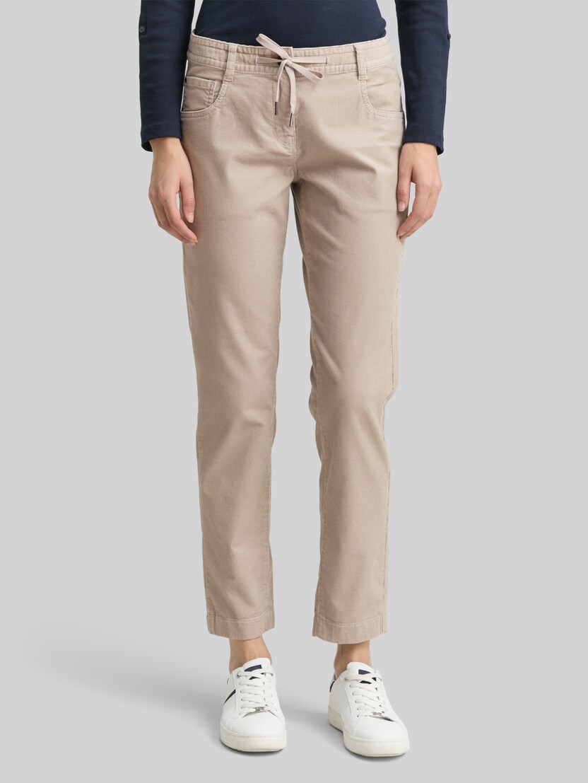 Tapered relaxed-fit corduroy trousers by Women, soft taupe grey