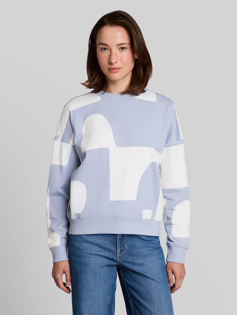 Sweatshirt met losse pasvorm en patroon door Denim Female, foggy blue big scale print