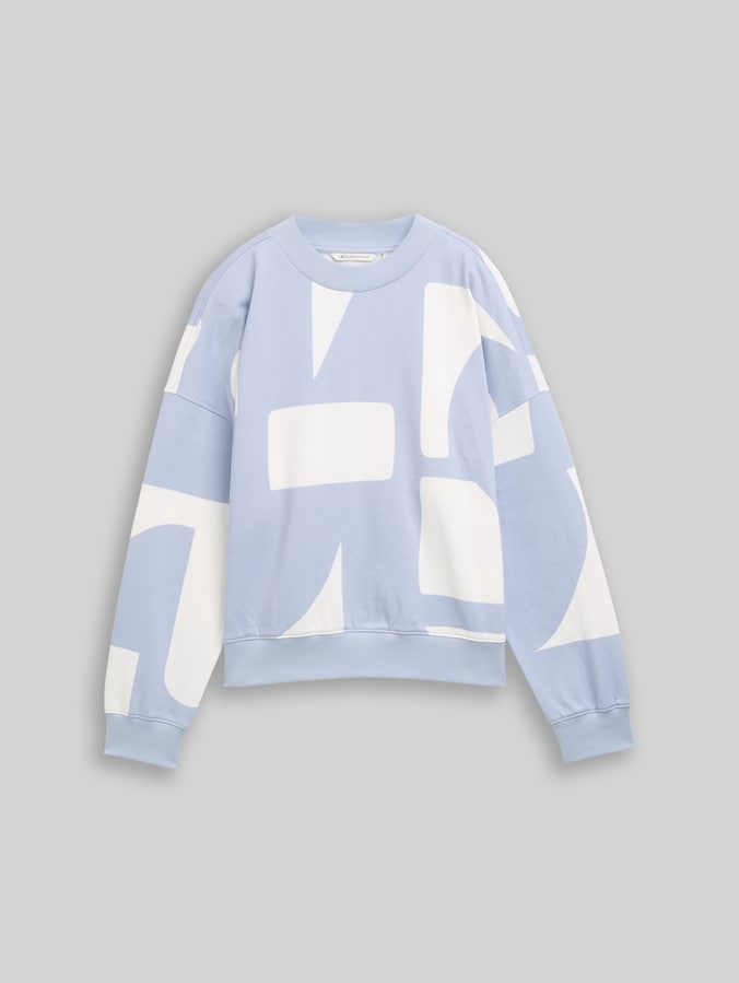 Loose-fit patterned sweatshirt by Denim Female, foggy blue big scale print
