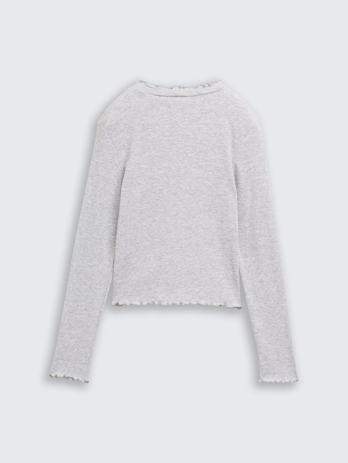 Cropped long-sleeved shirt with a ribbed texture - Light Stone Grey Melange