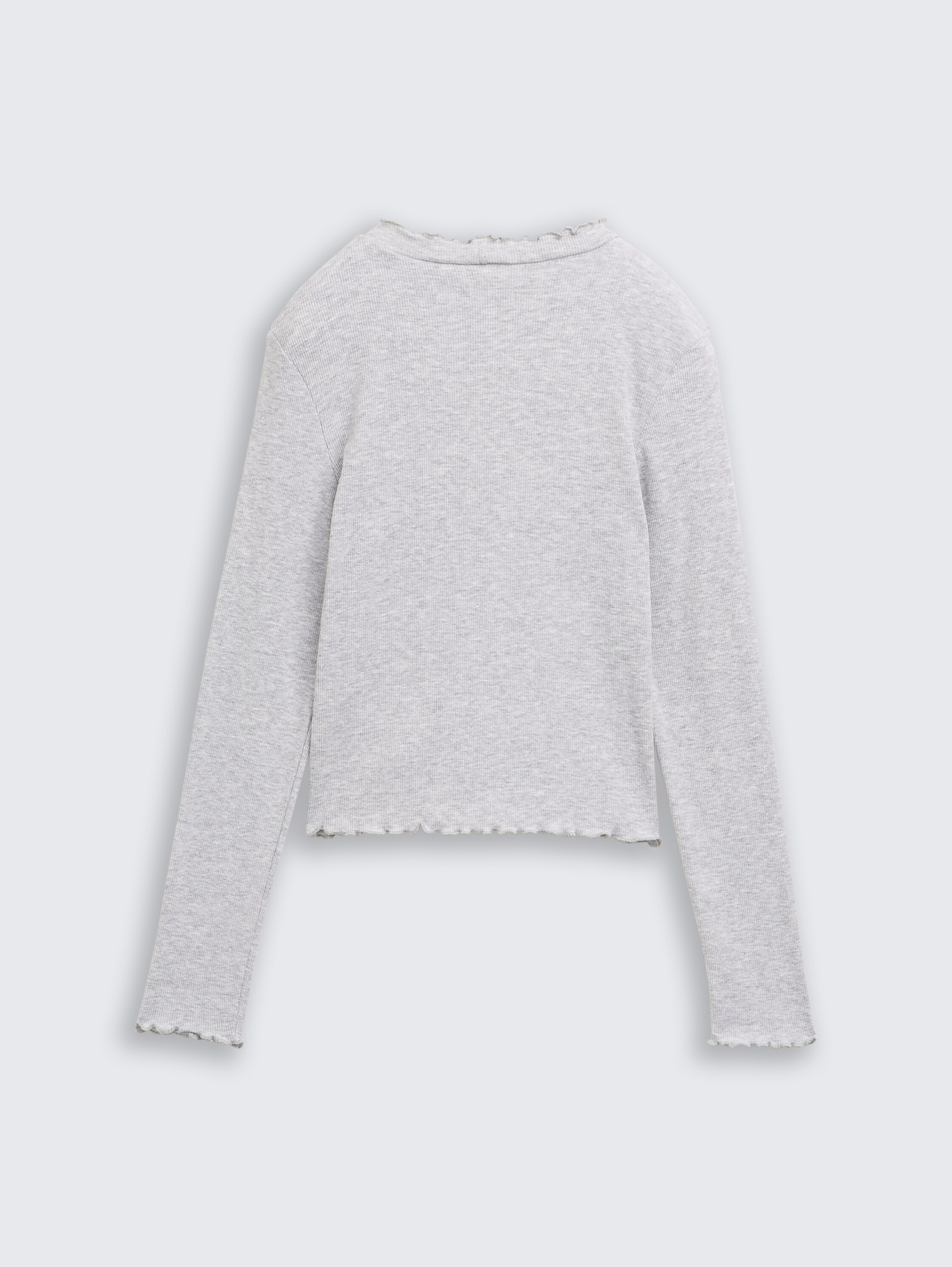 Cropped Langarmshirt mit Rippstruktur - light_stone_grey_melange - 