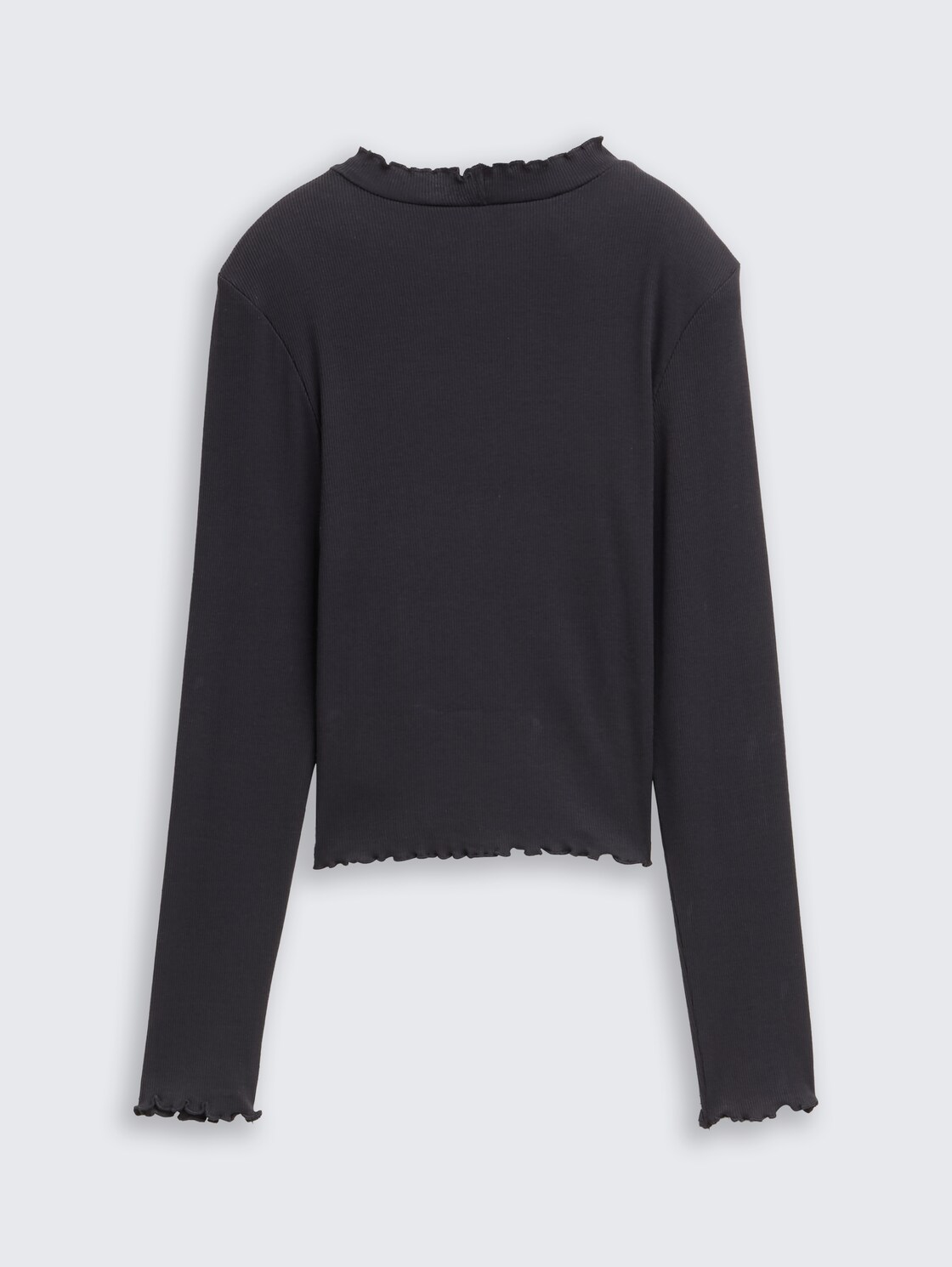 Cropped Langarmshirt mit Rippstruktur - coal grey