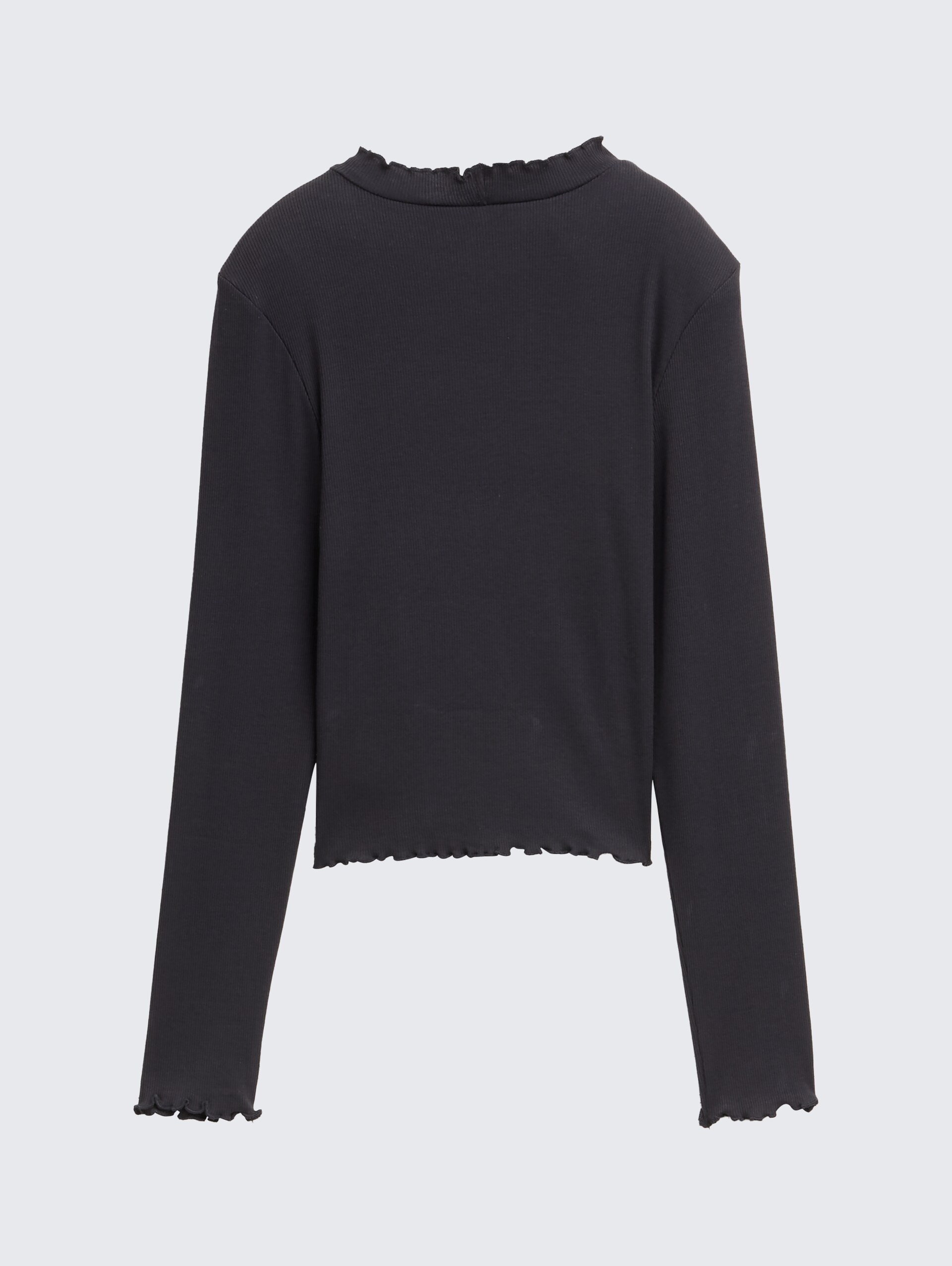 Cropped Langarmshirt mit Rippstruktur - coal grey