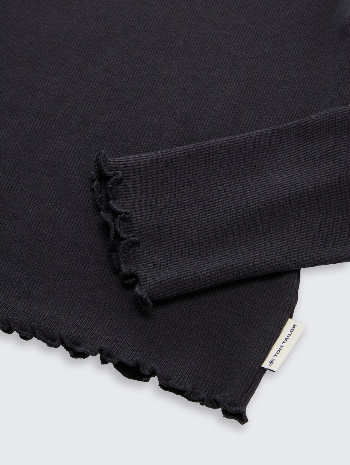 Cropped Langarmshirt mit Rippstruktur - coal grey - Detail-Model-Ansicht