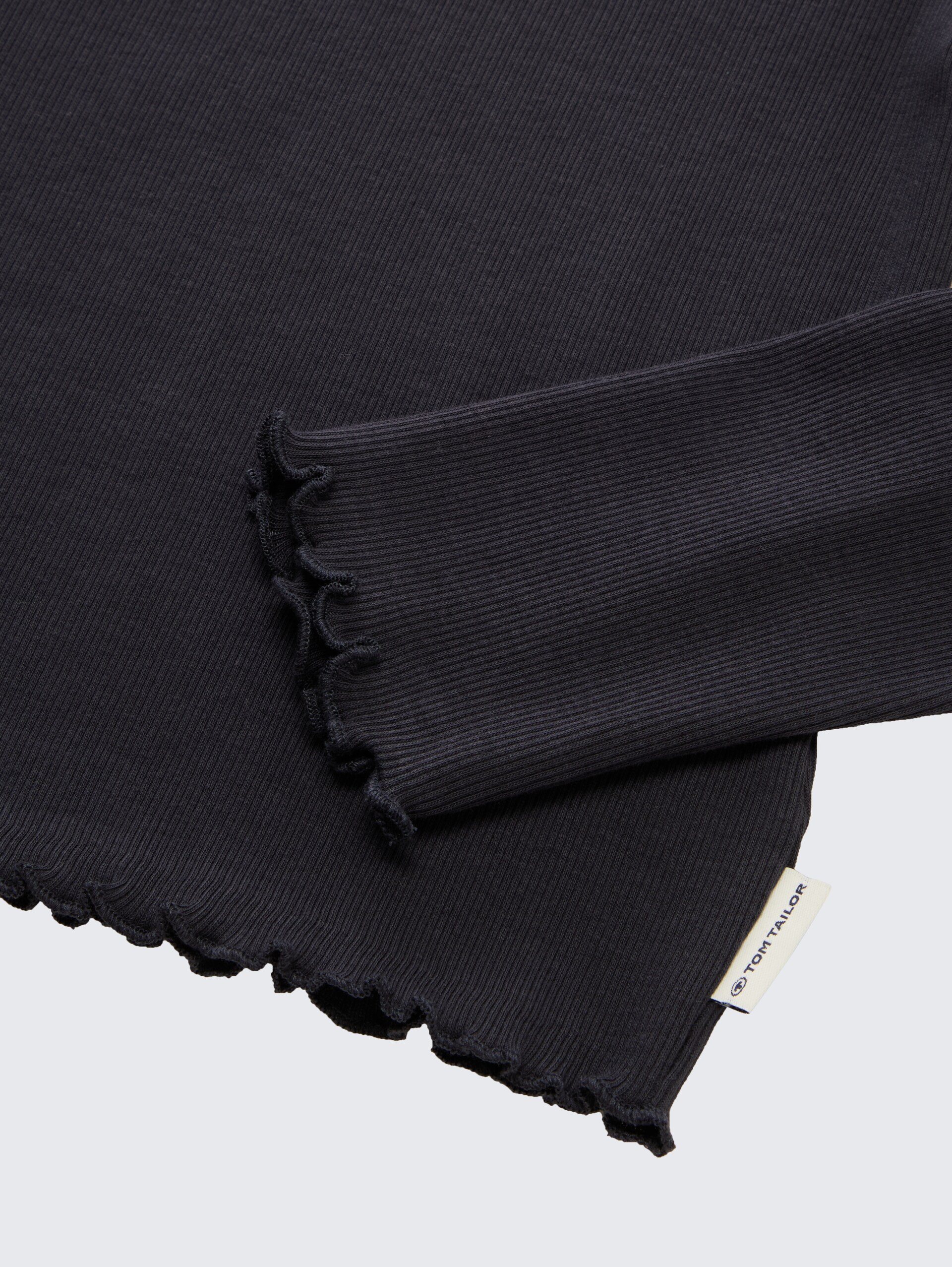 Cropped Langarmshirt mit Rippstruktur - coal grey - Detail-Model-Ansicht