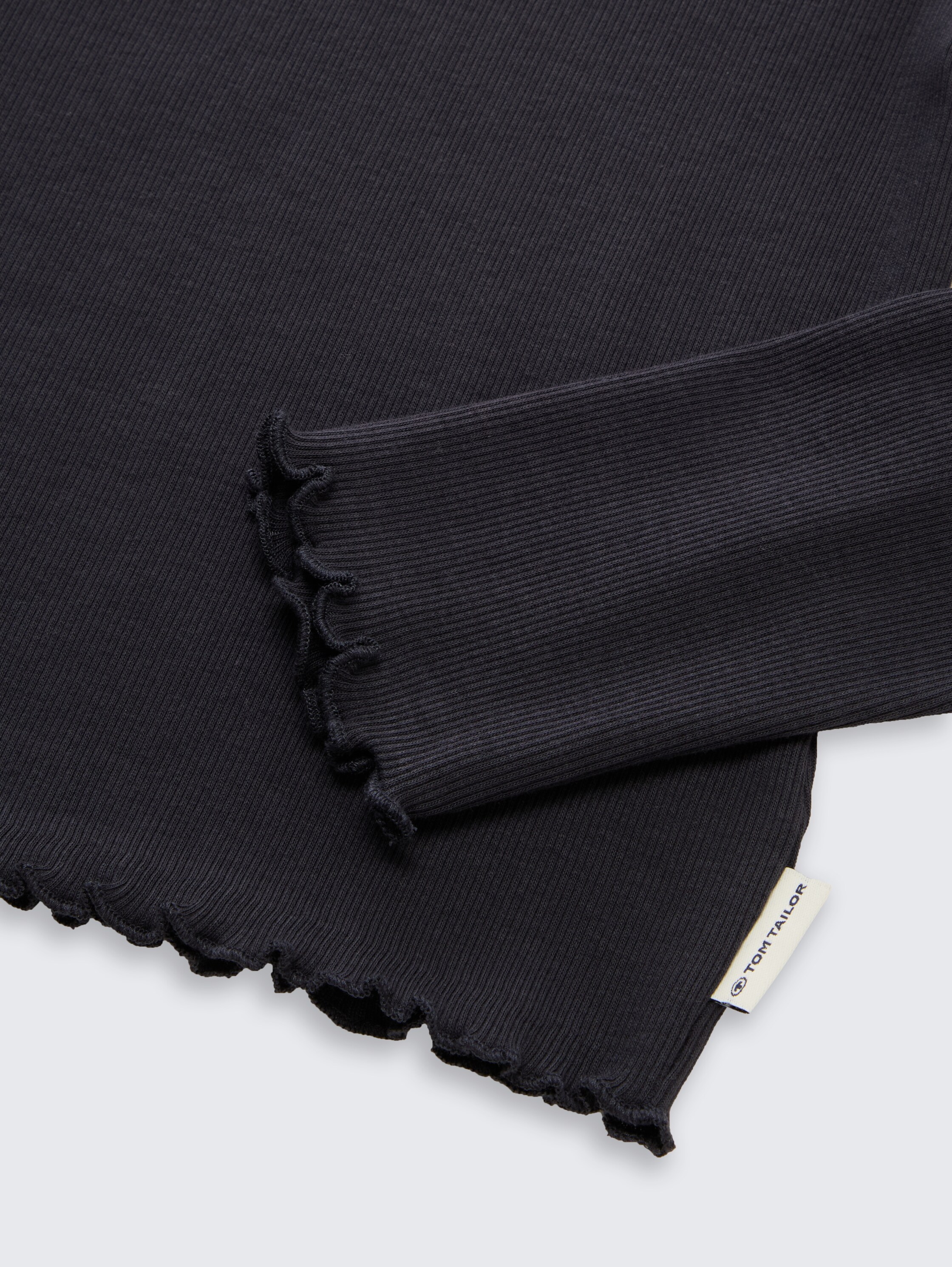 Cropped shirt met lange mouwen en geribde structuur - coal_grey_1 - 