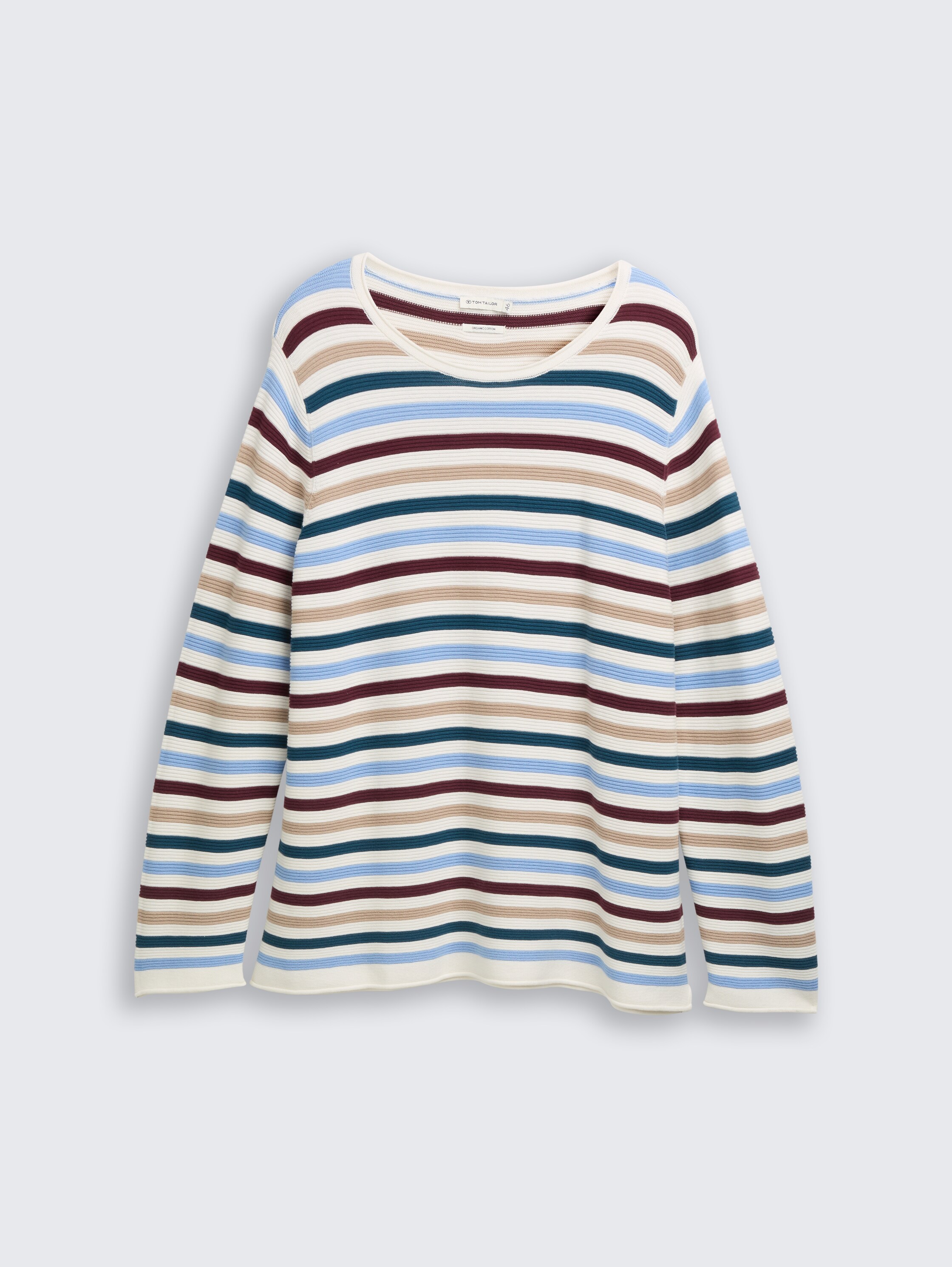 Plus Size - Knitted jumper made from organic cotton - teal_colored_ottoman_knit - 