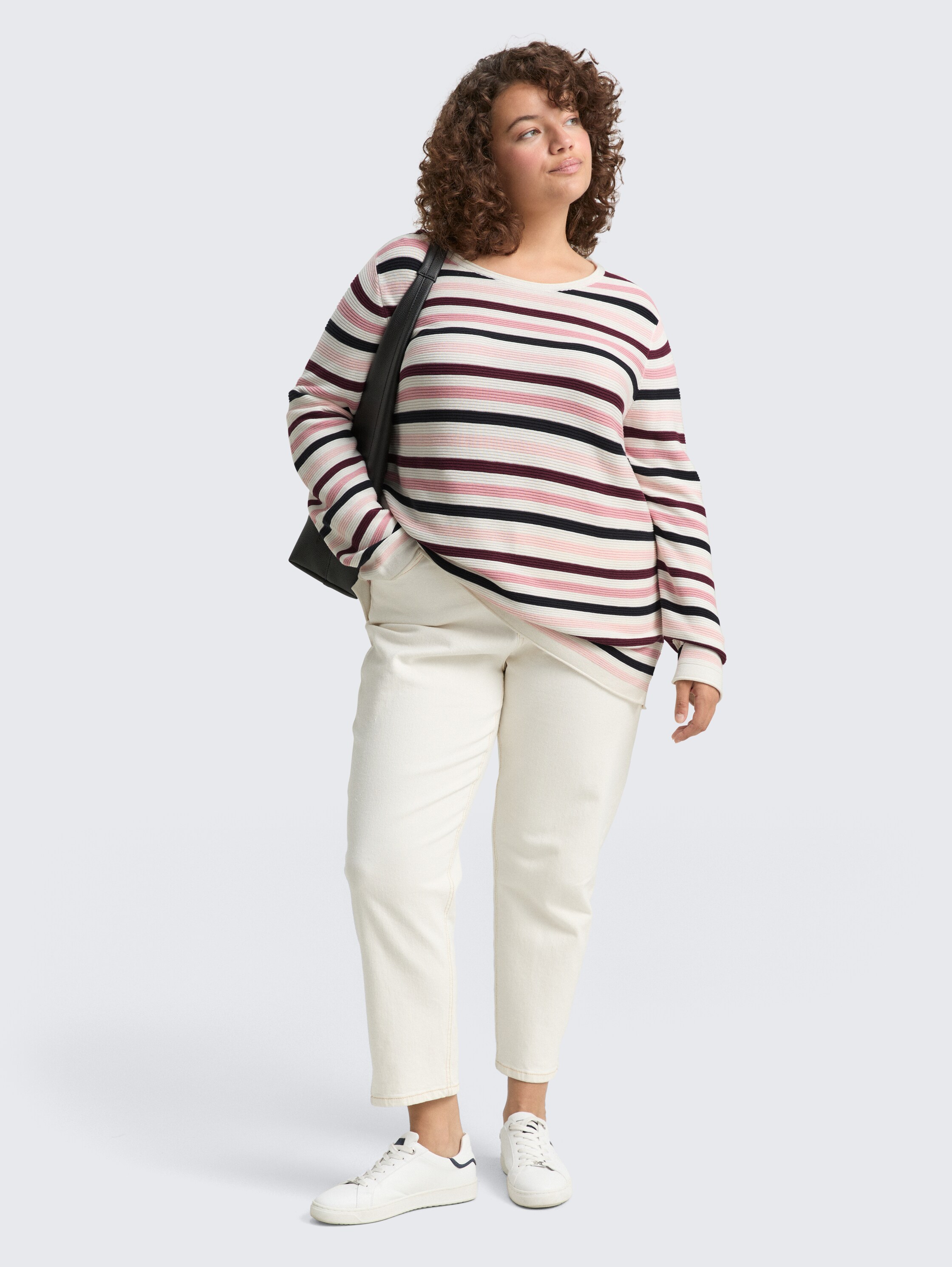 Plus Size - Strickpullover aus Bio-Baumwolle - rose ottoman knit - Model-Vorderansicht