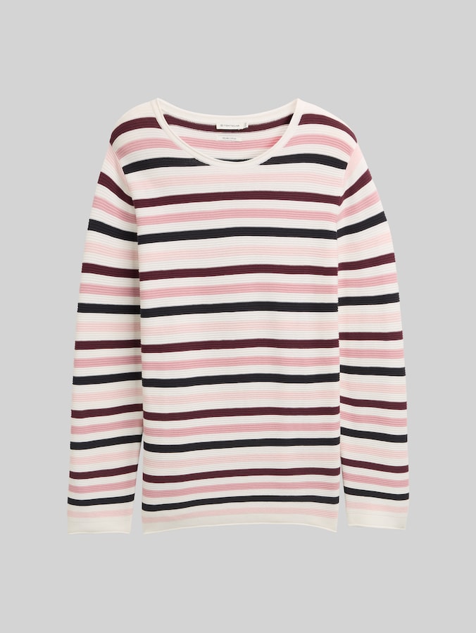 Plus Size - Knitted jumper made from organic cotton by Women Plus Size, rose ottoman knit