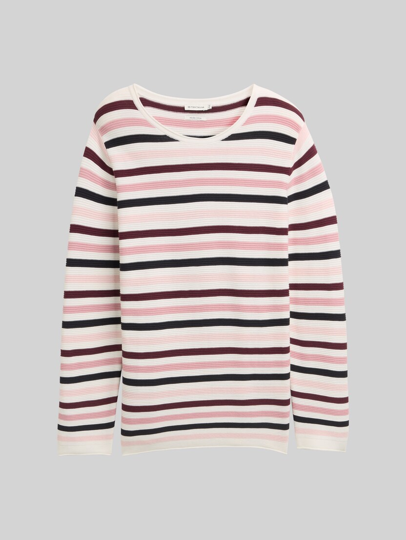 Plus Size - Knitted jumper made from organic cotton by Women Plus Size, rose ottoman knit