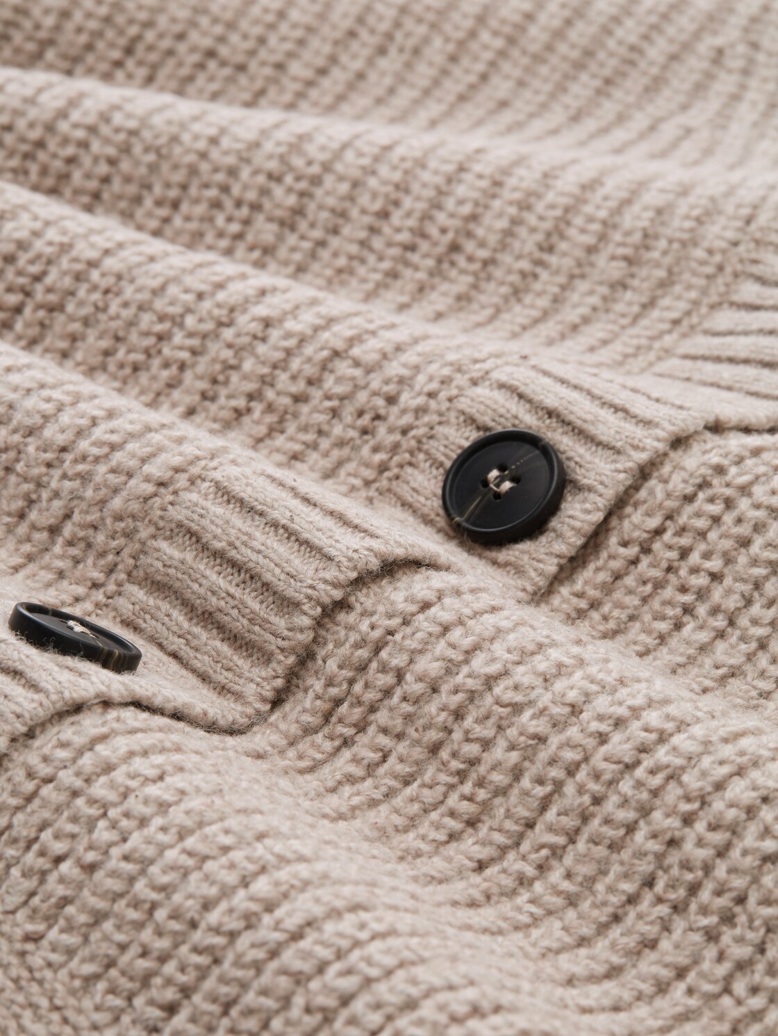 Plus Size - Ripp Cardigan mit V-Ausschnitt - soft taupe melange - Material-Ansicht