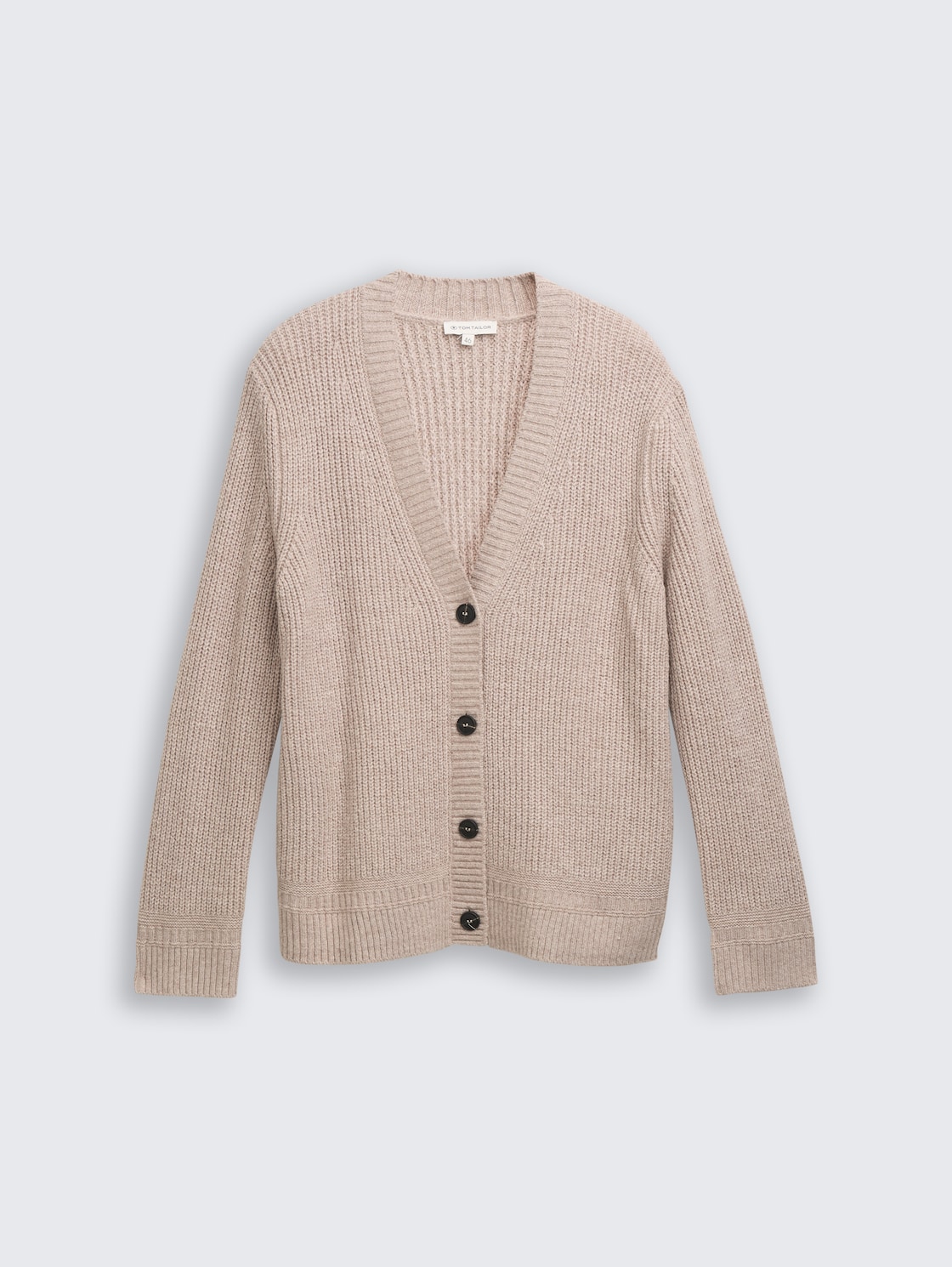 Plus Size - Ripp Cardigan mit V-Ausschnitt - soft taupe melange