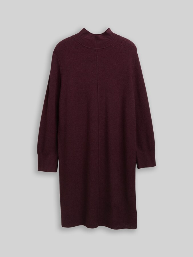 Plus Size - Strickkleid mit Stehkragen von Women Plus Size, Dark Red Mélange