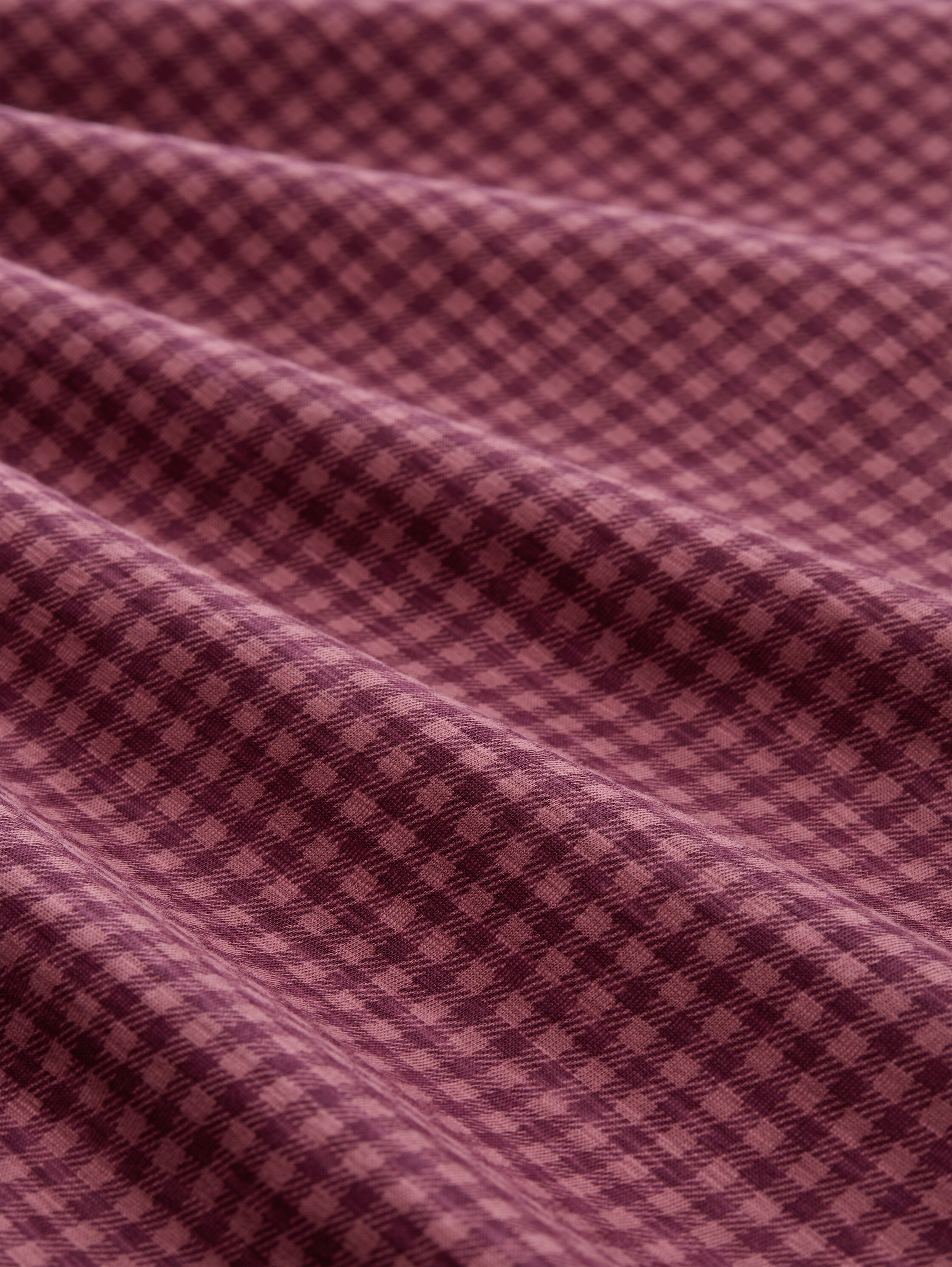 Plus Size - Henley blouse shirt with pattern - berry_bordeaux_vichy_print - 