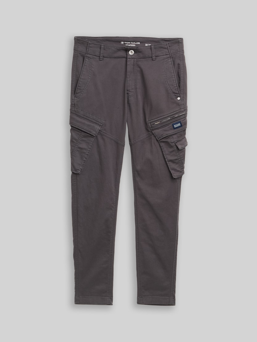 Tapered cargo trousers with stretch by Men, Tarmac Grey