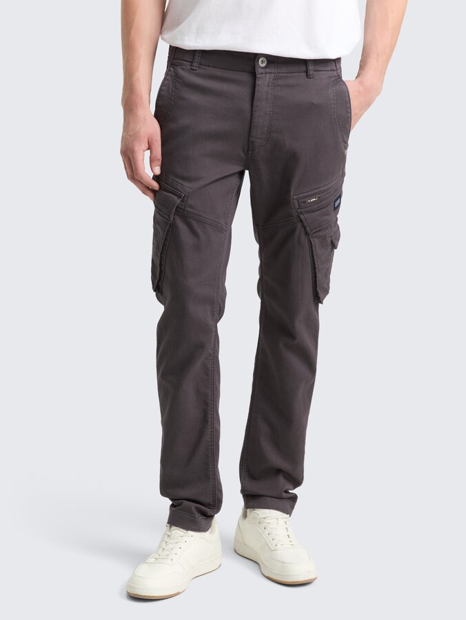 Tapered cargobroek met stretch door Men, Tarmac Grey