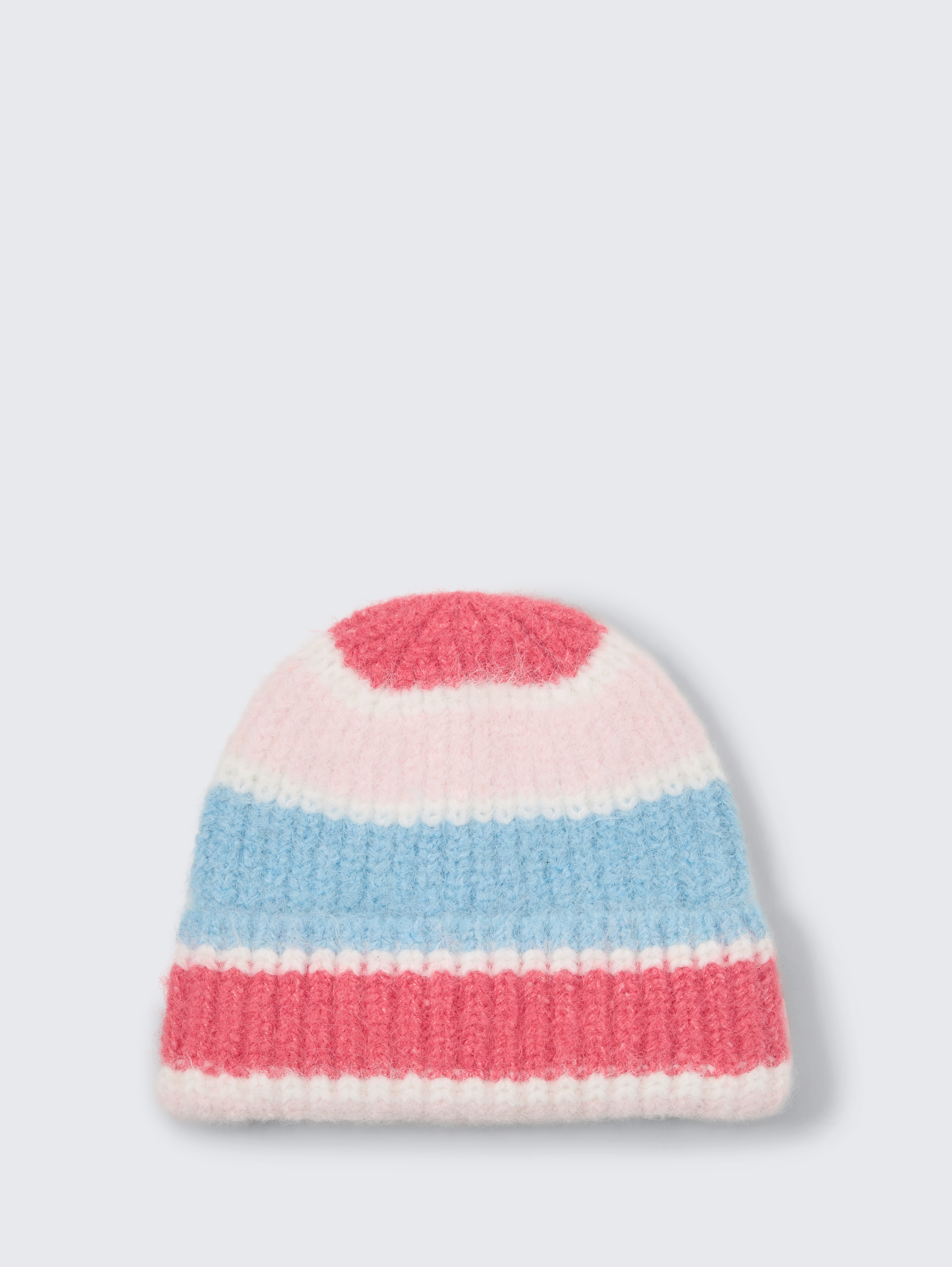 Beanie Mütze mit Streifenmuster von Women, pink blue knit stripe