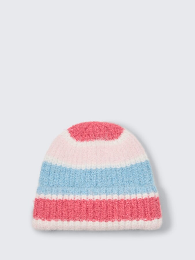 Beanie muts met streeppatroon door Women, pink blue knit stripe