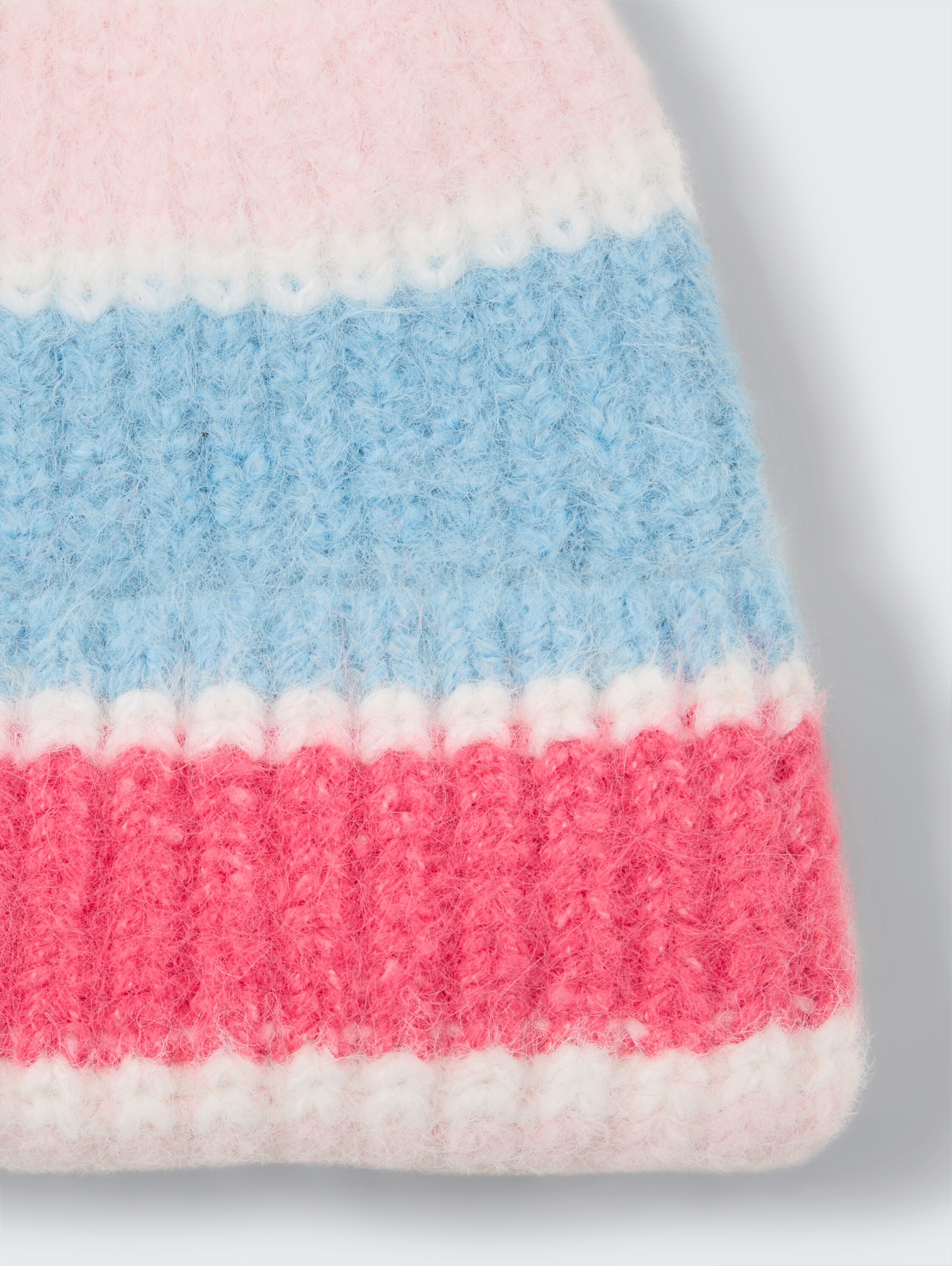 Beanie Mütze mit Streifenmuster - pink blue knit stripe - Material-Ansicht