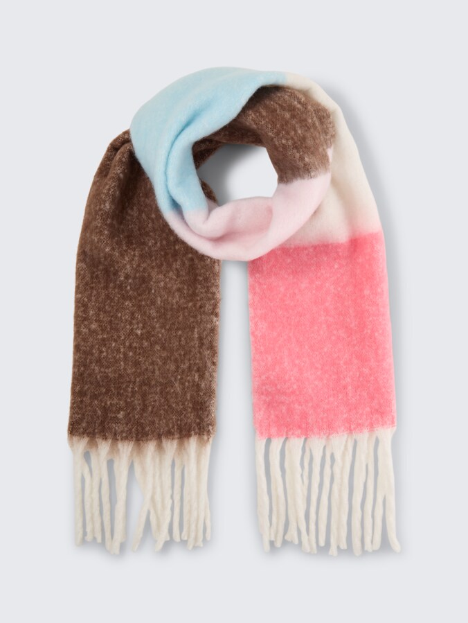 Shawl with striped pattern by Women, pink blue offwhite stripe