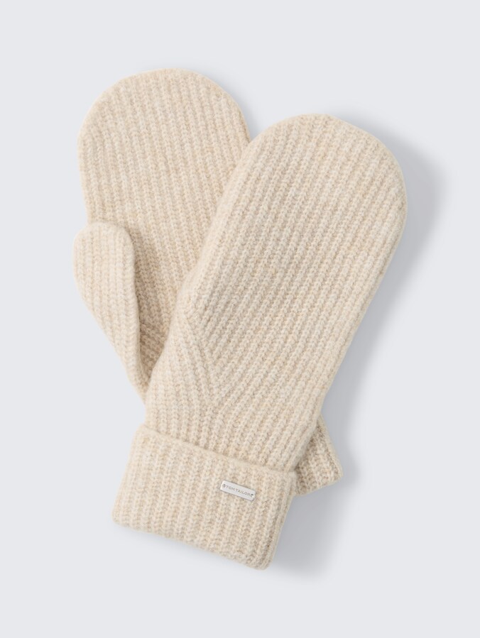 Cosy mittens by Women, sand stone beige melange