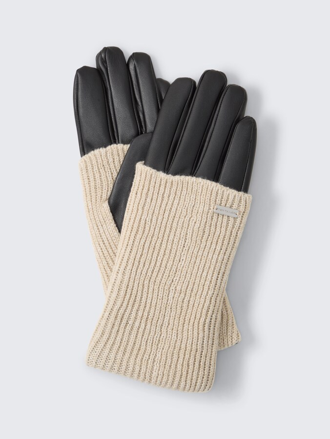 Gloves with a 2-in-1 look by Women, sand stone beige melange