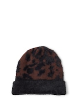 Selected, Beanie hat with leo print by Tom Tailor, brown