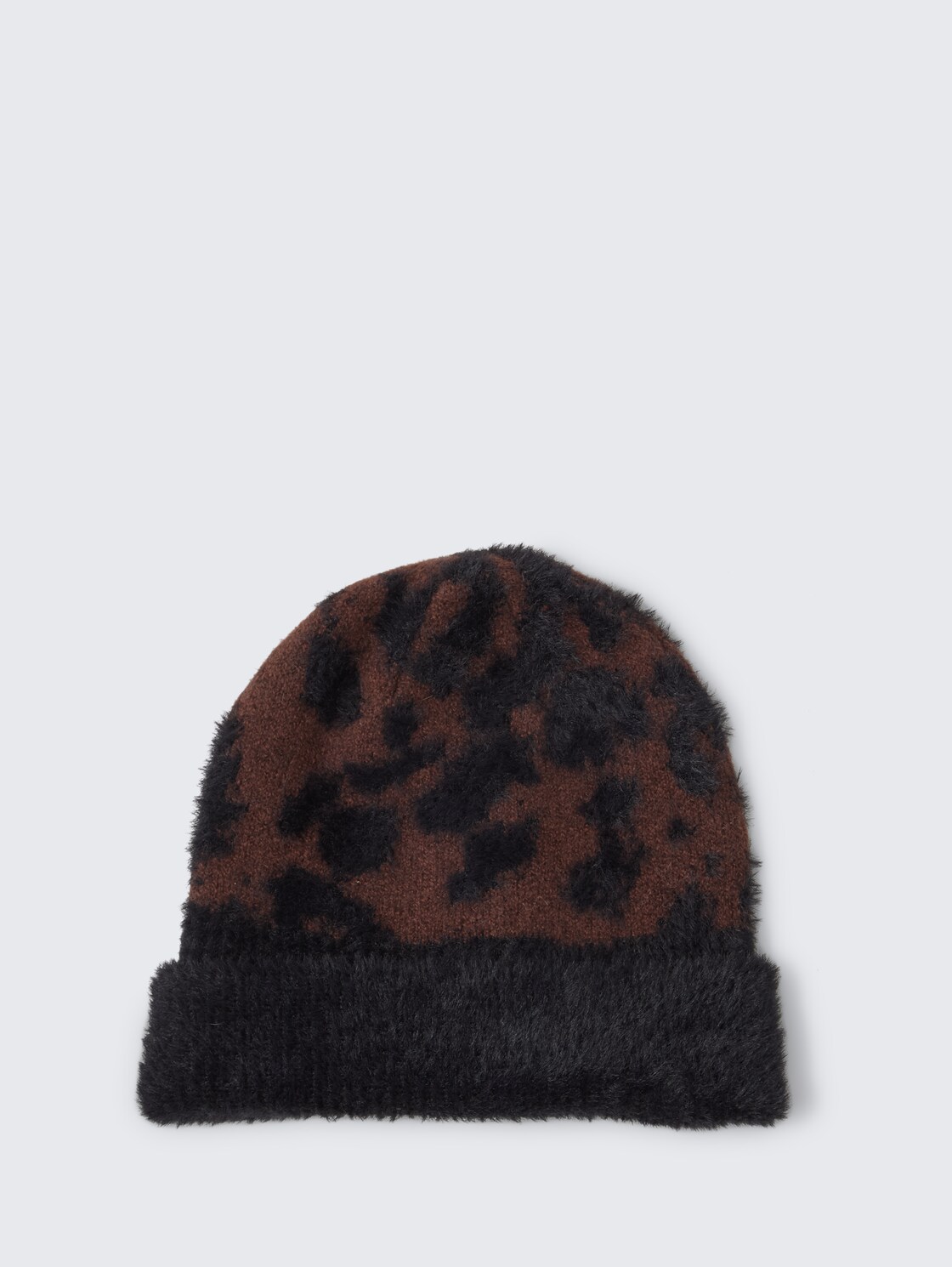 Beanie Mütze mit Leo-Print - big brown leo design - Vorder-Produkt-Ansicht