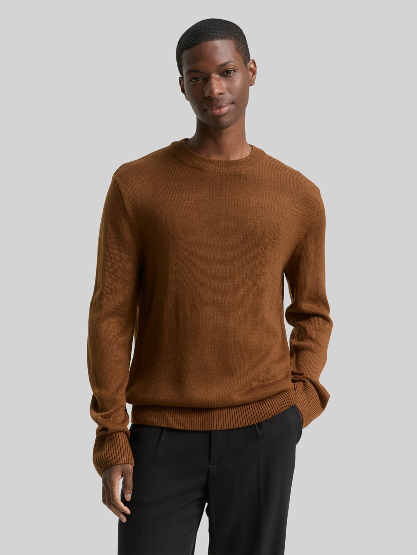 Strickpullover mit Rundhalsausschnitt von Denim Male, Golden Clay
