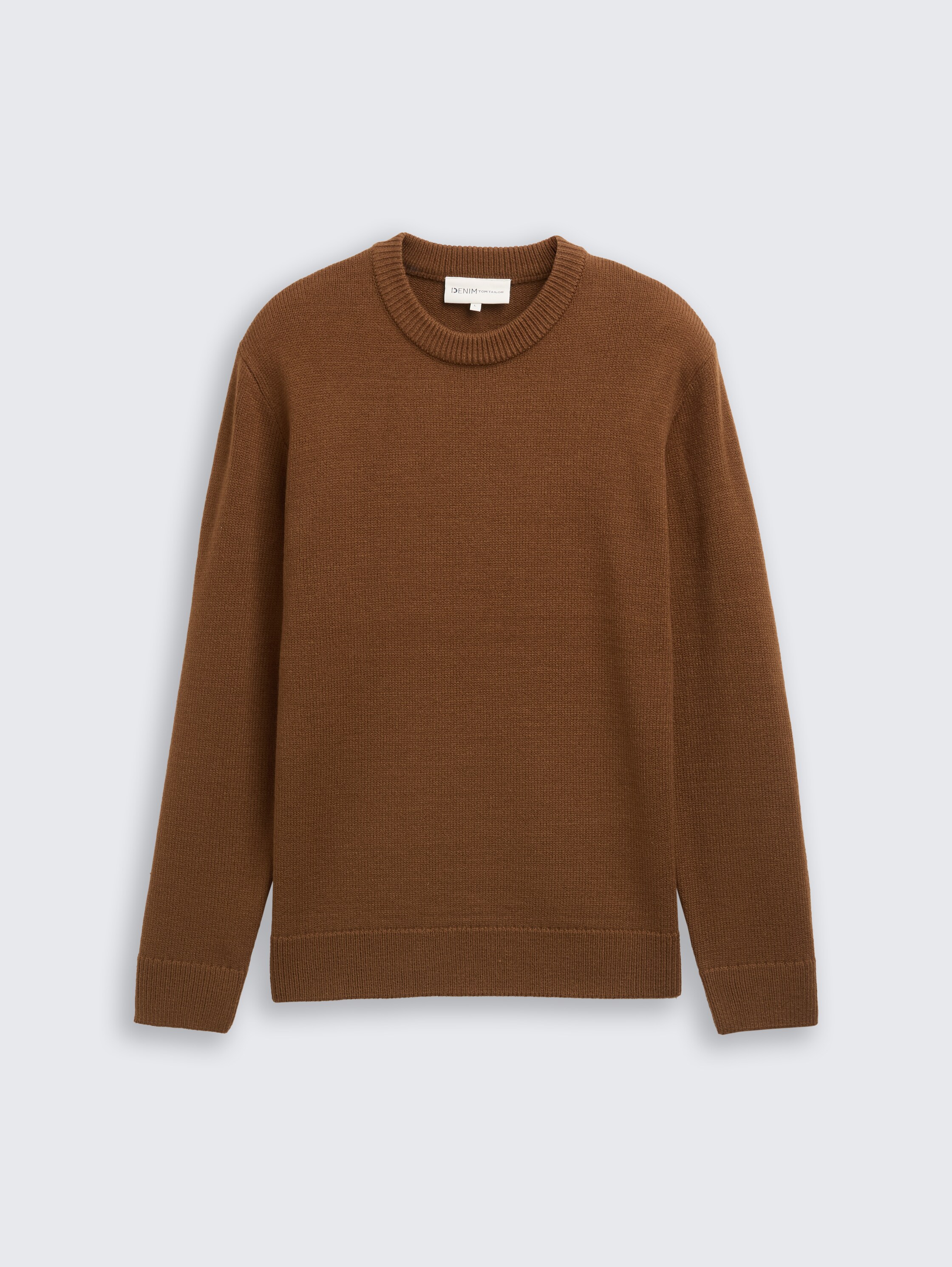 Knitted jumper with round neck - golden_clay - 