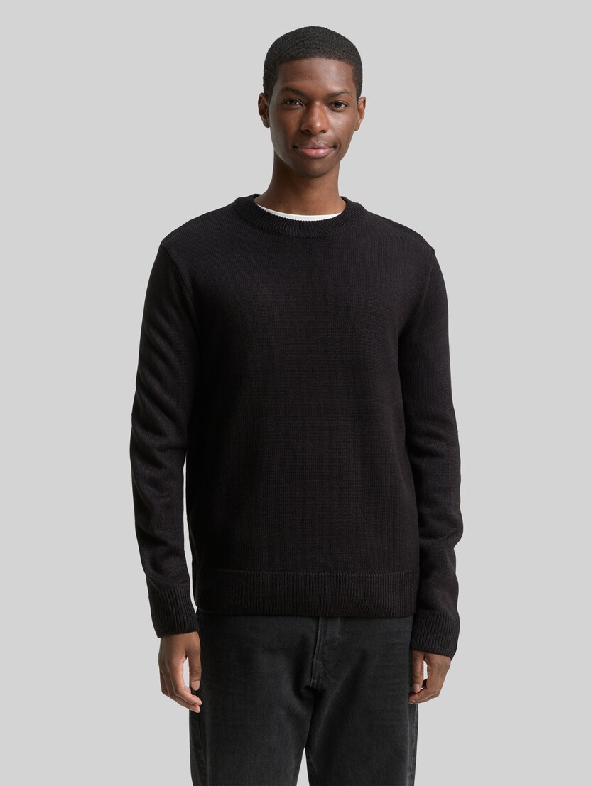 Gebreide trui met ronde hals door Denim Male, Black