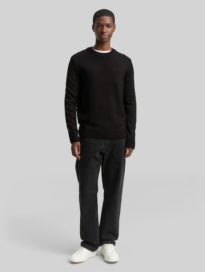 Strickpullover mit Rundhalsausschnitt von Denim Male, Black
