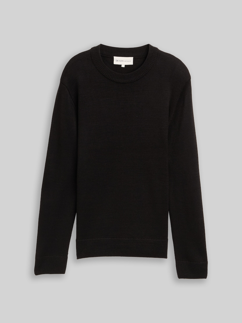 Gebreide trui met ronde hals door Denim Male, Black