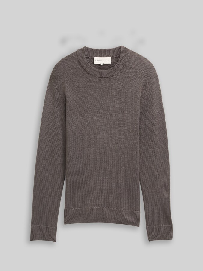 Strickpullover mit Rundhalsausschnitt von Denim Male, classic mid grey